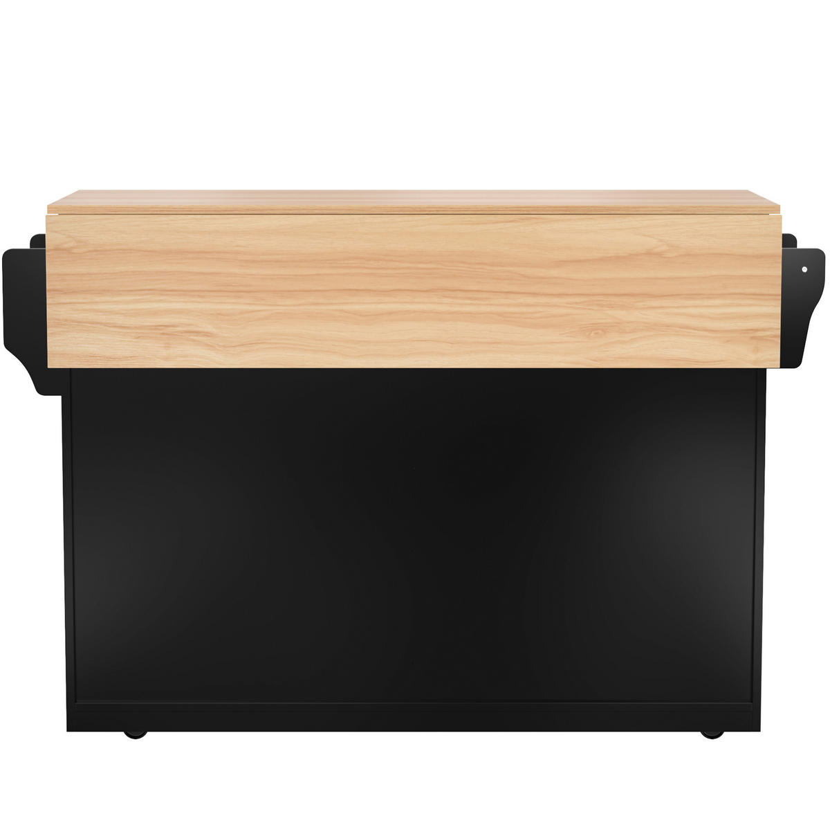 KUHINJSKI otok na kotačima 120/46(70)/91,5 cm crna i prirodna od MDF-a s preklopnom pločom - crna, drvni materijal (120/91.5/71cm) - OKWISH