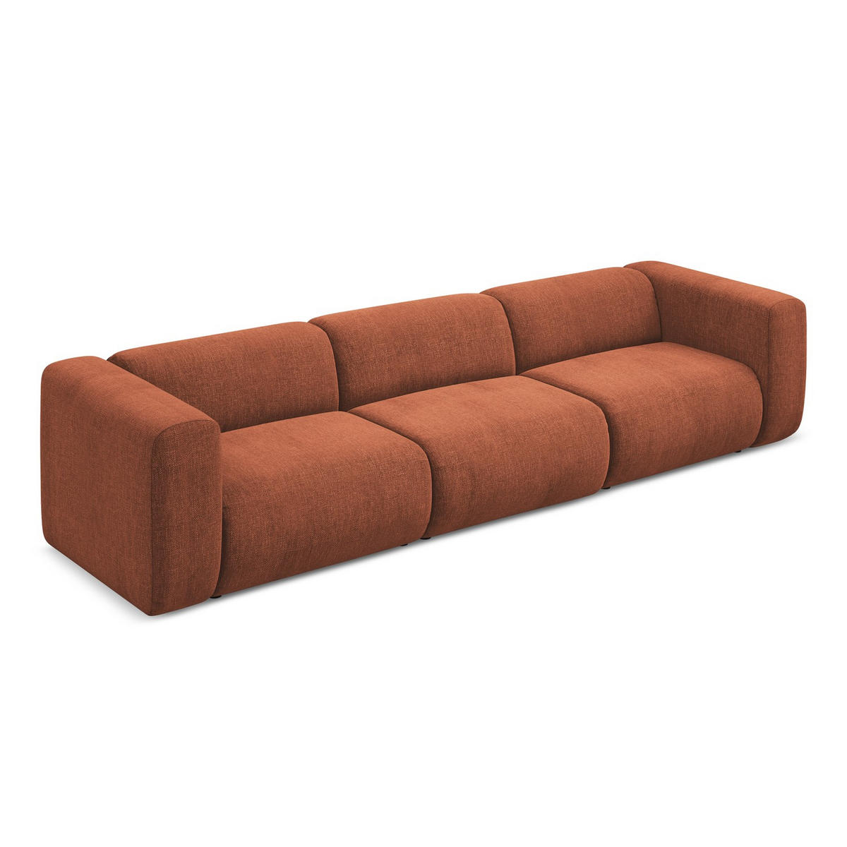 4-SITZER-SOFA Chenille Stoff Orange - Terracotta/Schwarz, Kunststoff/Textil (319/70/89cm) - LaMiaSofa