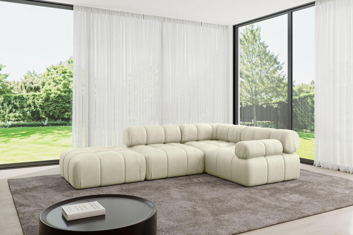 ECKSOFA modulares Sofa Felto-L1 - 285x190x70 cm Beige Velours - Beige, Holzwerkstoff/Textil (285/190cm) - ALTDECOR