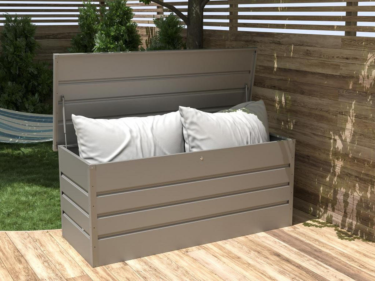 AUFBEWAHRUNGSBOX für den Garten aus grauem verzinktem Stahl - 750 l - TOMASO - Grau, Metall (73/72/174cm) - Vente-Unique