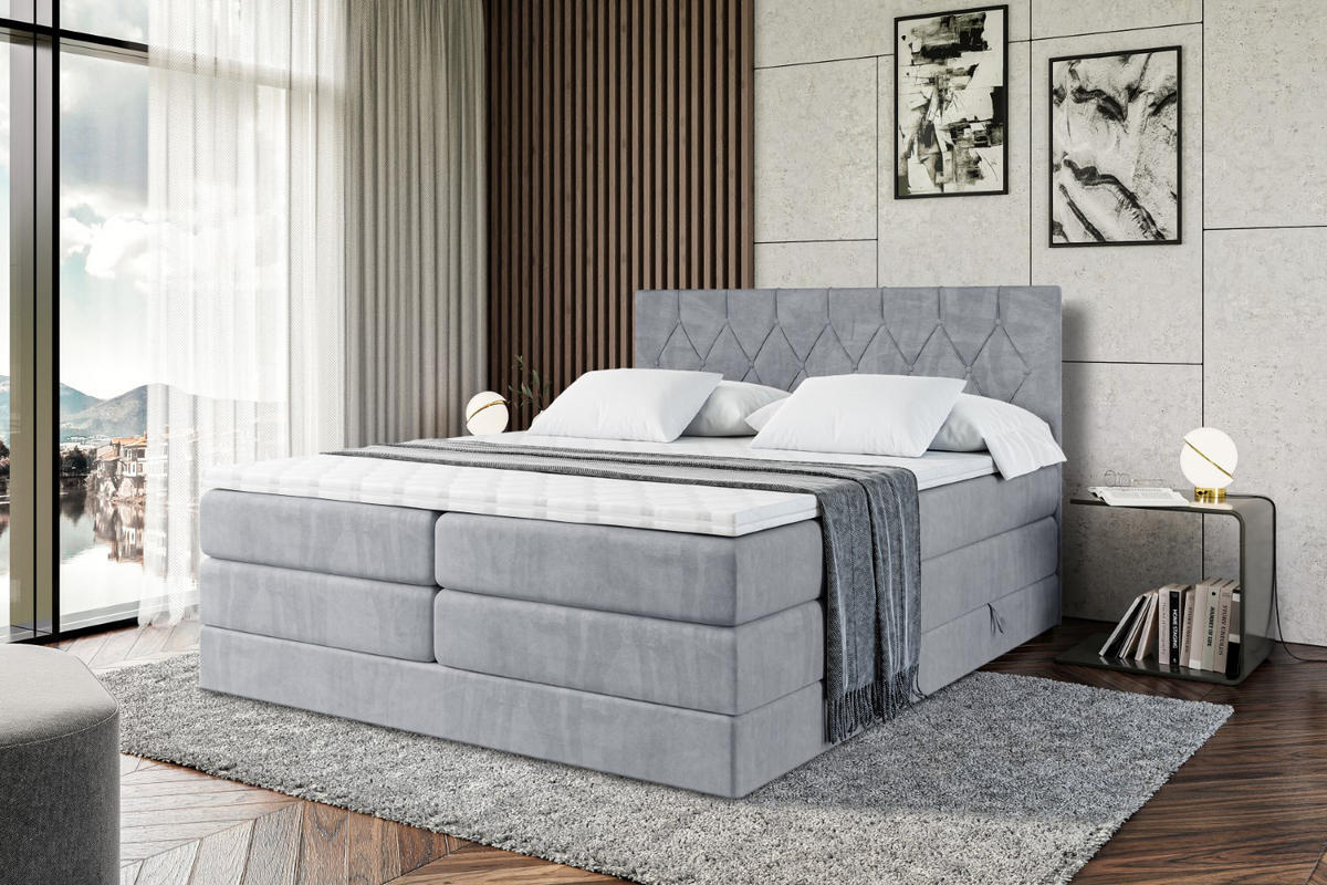 BOXSPRINGBETT VELANTO-BZ KING - 120 x 200 - H3/H4 - Grau - Grau, Holzwerkstoff (120/200cm) - ALTDECOR