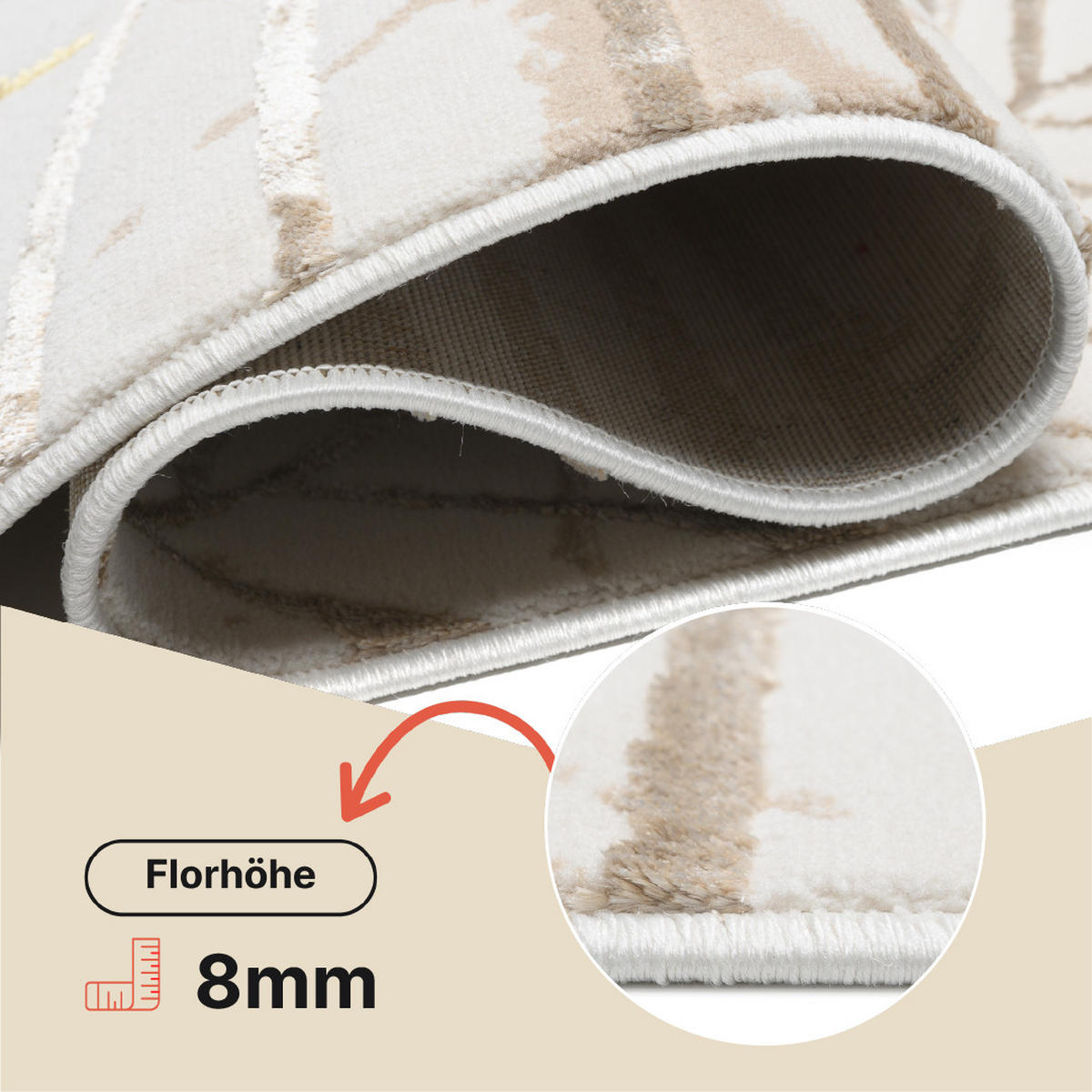 TEPPICH GOLDEN Creme Beige 120/170 cm - Multicolor, Kunststoff (120/170cm) - Tapiso