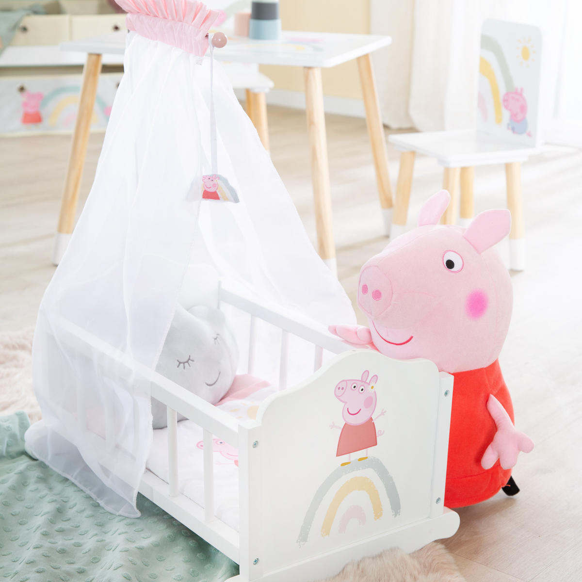 PUPPENWIEGE Peppa Pig - Weiß, Holz (35/61.5/52cm) - Roba