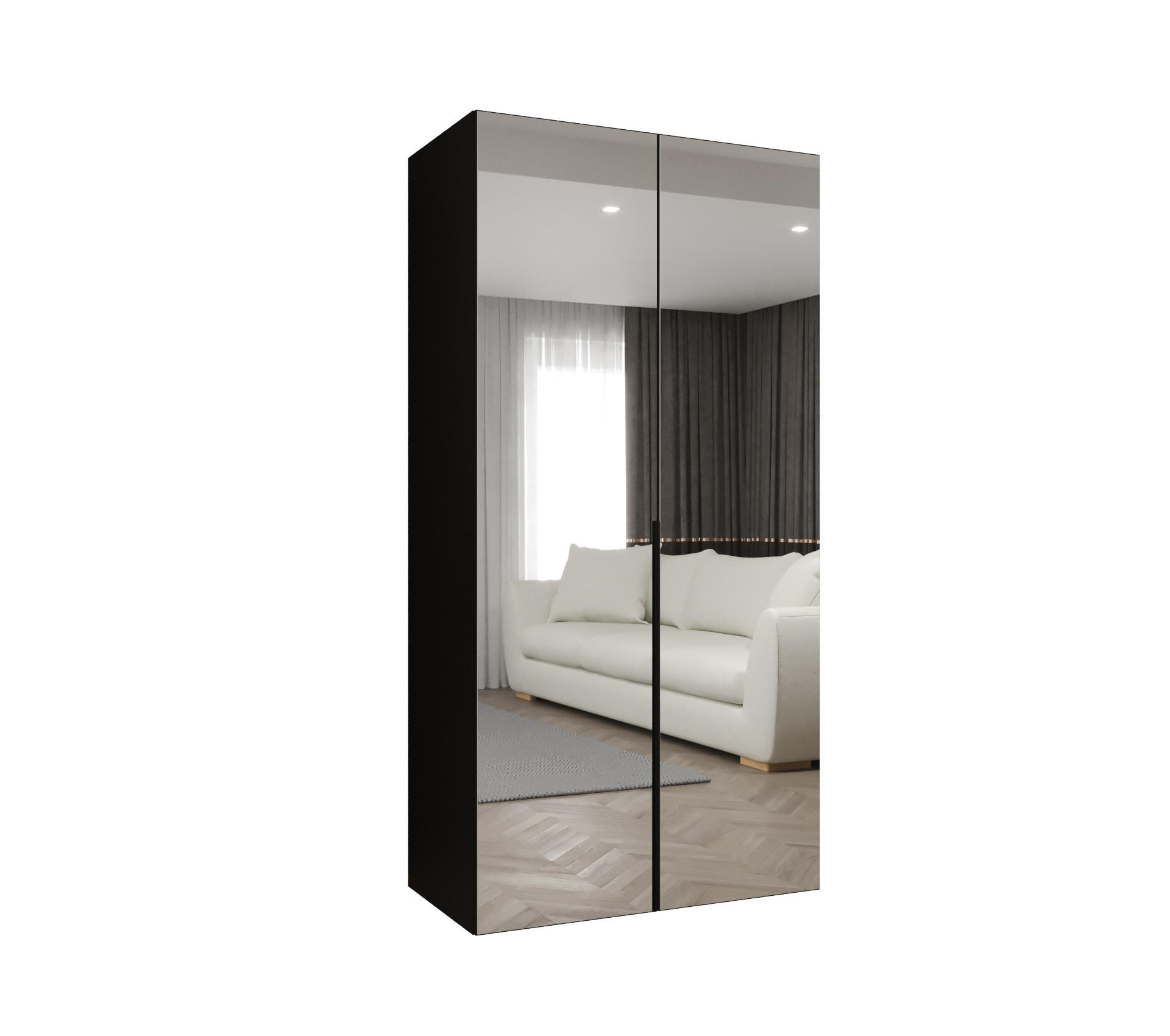 Abiks Möbel Drehtürenschrank Schwarz, Schwarz 100x202x52 cm