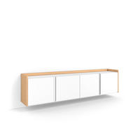 LOWBOARD, Weiß und Eiche, 207/35/50cm, Hängend - Weiß, Holzwerkstoff (207/50/35cm) - Skraut Home