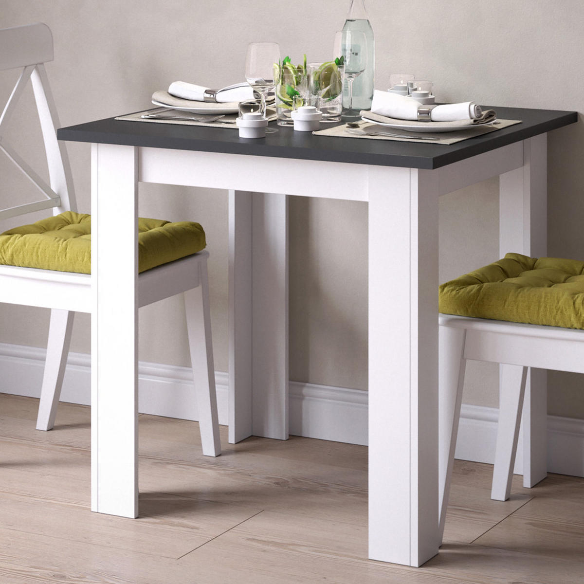 ESSTISCH Karlos Anthrazit 80 x 80 cm - Anthrazit, Holzwerkstoff (80/80/76.6cm) - Vicco