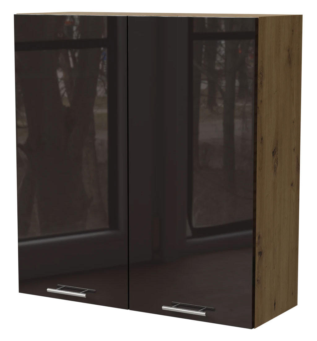 HÄNGESCHRANK Essen W4/90 Schwarz Hochglanz / Eiche Artisan Matt 90 / 32,5 / 96cm - Schwarz Hochglanz/Schwarz, Holz/Holzwerkstoff (90/96/32.5cm) - Feldmann-Wohnen