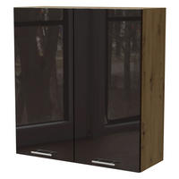 HÄNGESCHRANK Essen W4/90 Schwarz Hochglanz / Eiche Artisan Matt 90 / 32,5 / 96cm - Schwarz Hochglanz/Schwarz, Holz/Holzwerkstoff (90/96/32.5cm) - Feldmann-Wohnen