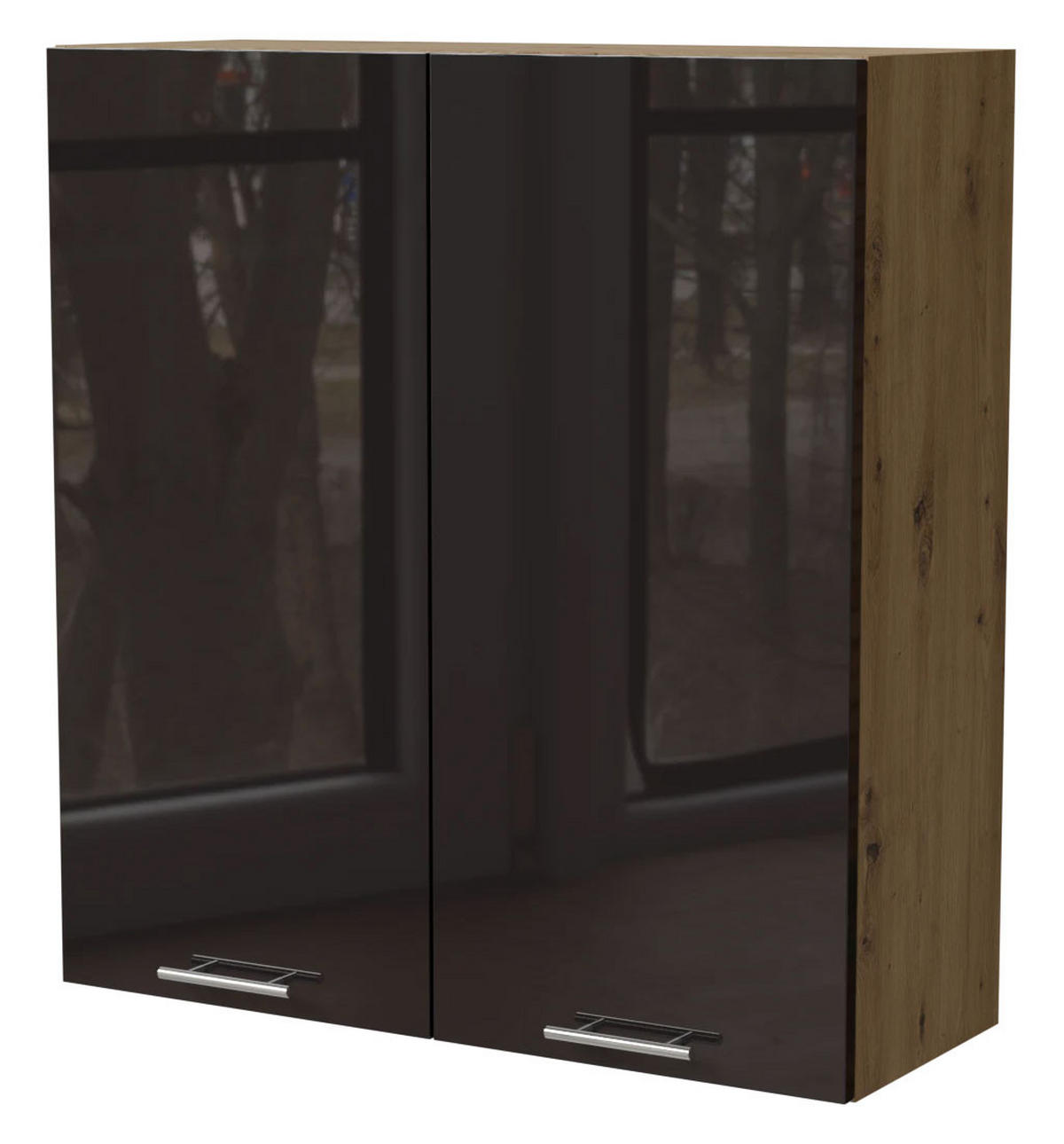 HÄNGESCHRANK Essen W4/90 Schwarz Hochglanz / Eiche Artisan Matt 90 / 32,5 / 96cm - Schwarz Hochglanz/Schwarz, Holz/Holzwerkstoff (90/96/32.5cm) - Feldmann-Wohnen