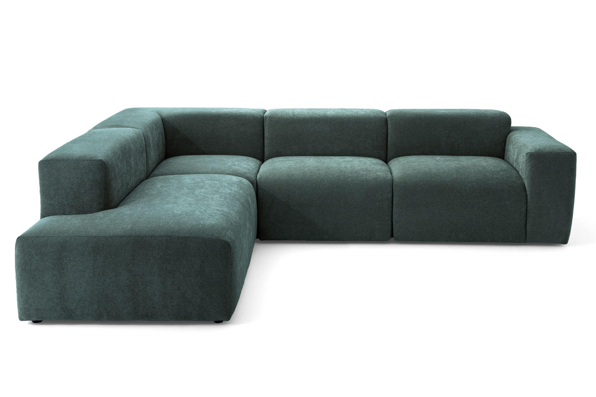 4-SITZER modulares Ecksofa HEAVEN SET 2 Links, Breite 300 cm Webstoff Dunkelgrün - Dunkelgrün/Schwarz, Holz/Kunststoff (300/245cm) - Muffo