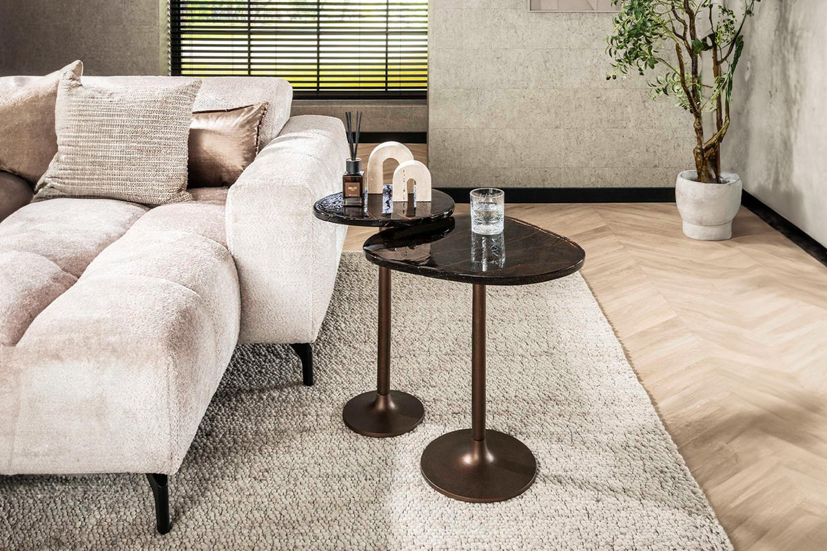 BEISTELLTISCH DARI Braun Glas - Braun/Kupferfarben, Glas/Metall (38/33/60cm) - KAWOLA