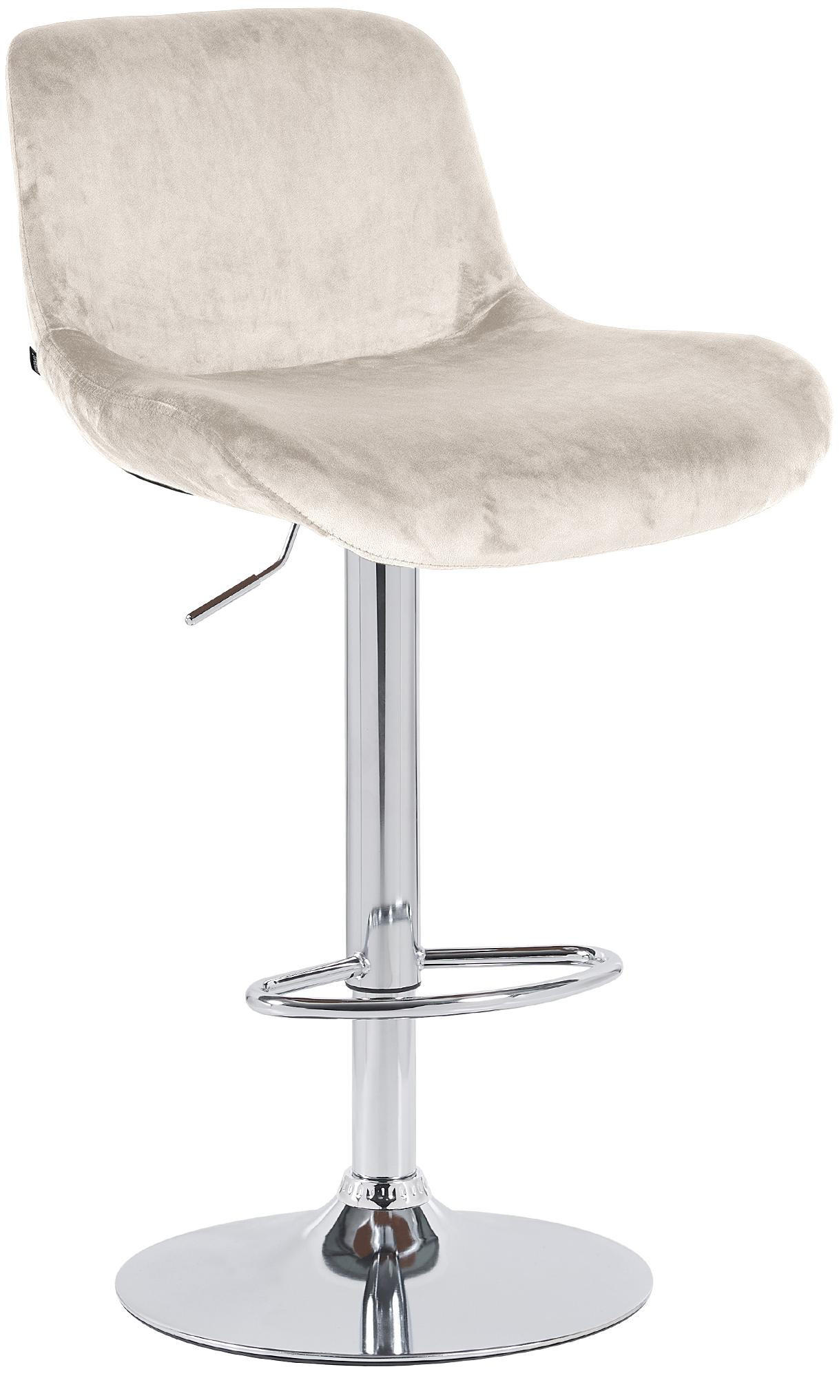 BARHOCKER Samt creme - Chromfarben/Creme, Textil/Metall (50/85/50cm) - CLP