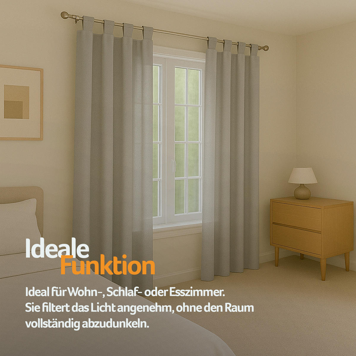 SCHLAUFENSCHAL blickdicht 140x225 cm Hellgrau 2er-Pack - Hellgrau, Textil (140/225cm)