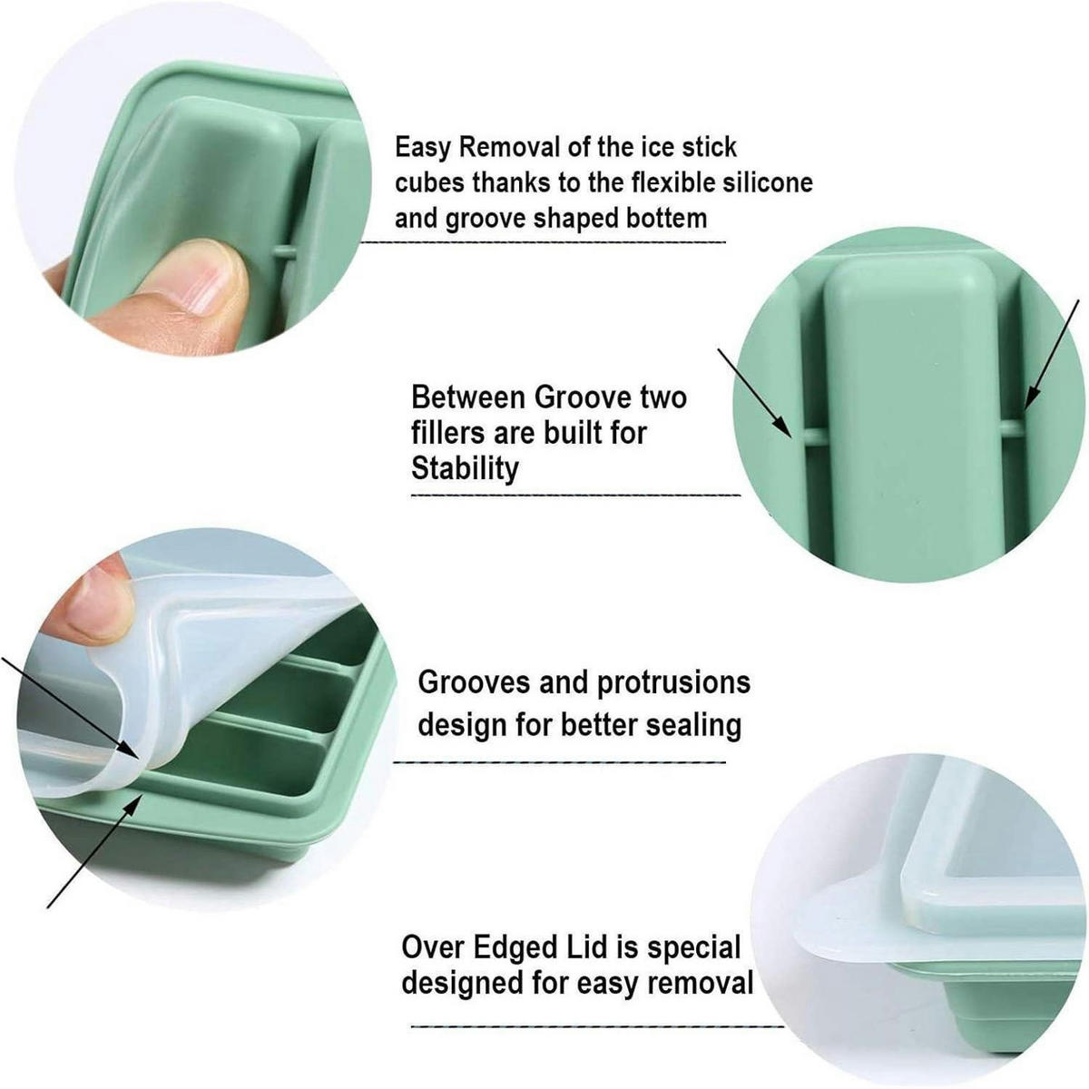 EISWÜRFELFORM 2-teiliges Set Silikon Grün - Grün, Kunststoff (10.7/2.6/24cm)