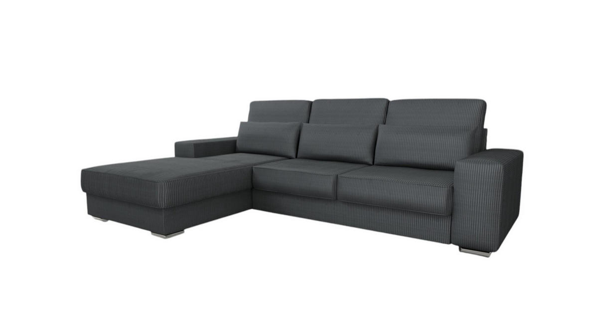 ECKSOFA Nevio In Scala - Dunkelgrau, Holzwerkstoff/Textil (312/202cm) - Fun Möbel