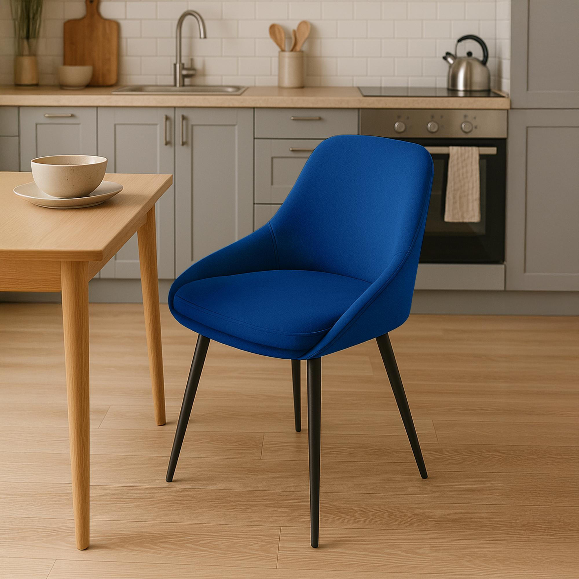 STUHL Samt Dunkelblau - Schwarz/Dunkelblau, Textil (50/86/53cm) - CLP