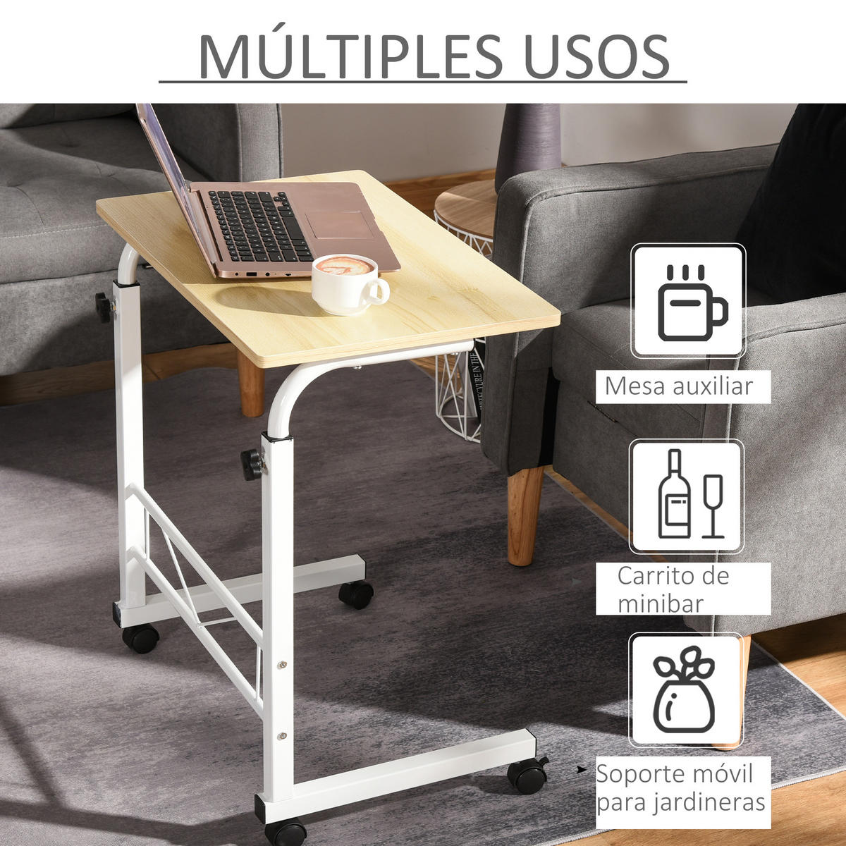 BÜROTISCH Weiß und Holz 1 Stück - Multicolor, Holzwerkstoff (120/49/60cm) - GiPP