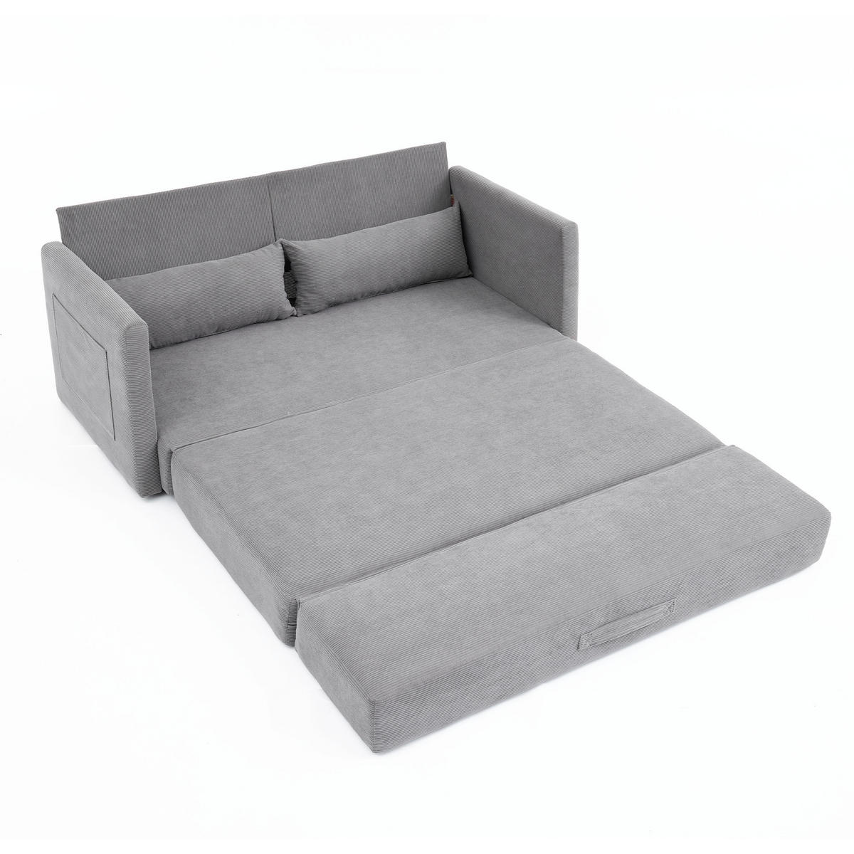 SCHLAFSOFA DE-33998 2-in-1 klappbar mit Seitentaschen Grau - Grau, Metall (92/82/165cm) - ComfortXL