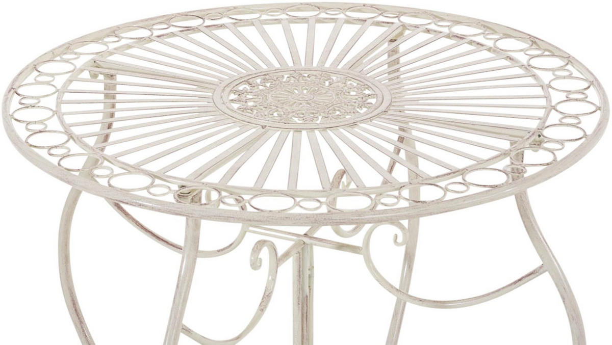 GARTENTISCH rund Ø70 cm Metall Antik-Creme - Creme, Metall (70/70/72cm) - CLP