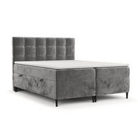 BOXBETT Urbaneo Grau 180/200 cm mit Taschenmatratze und Topper - Schwarz/Grau, Holz/Holzwerkstoff (180/200cm) - Maison de Reve