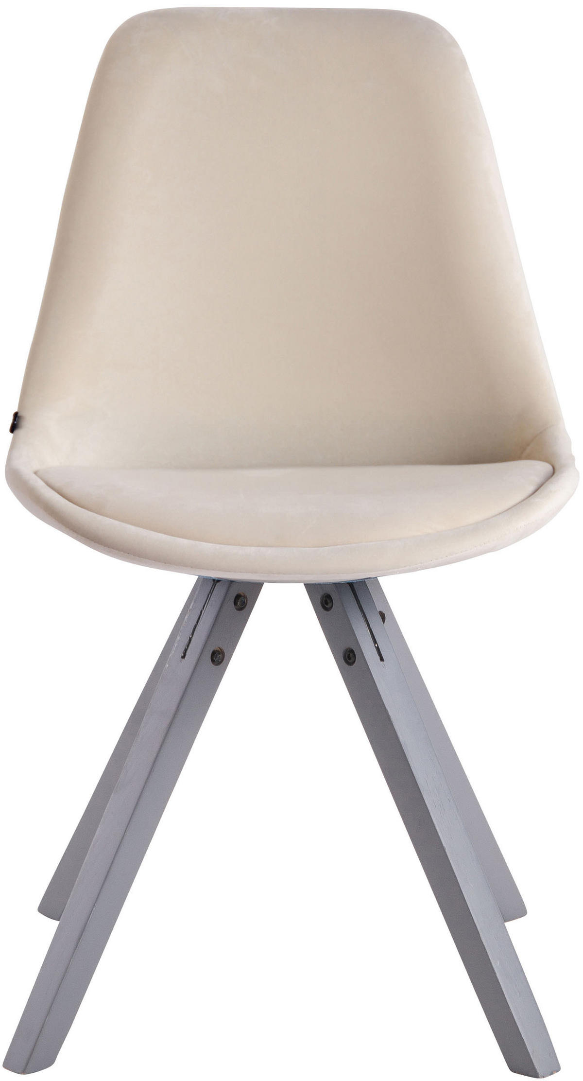 STUHL Samt creme - Creme/Grau, Holz/Textil (48/84/56cm) - CLP