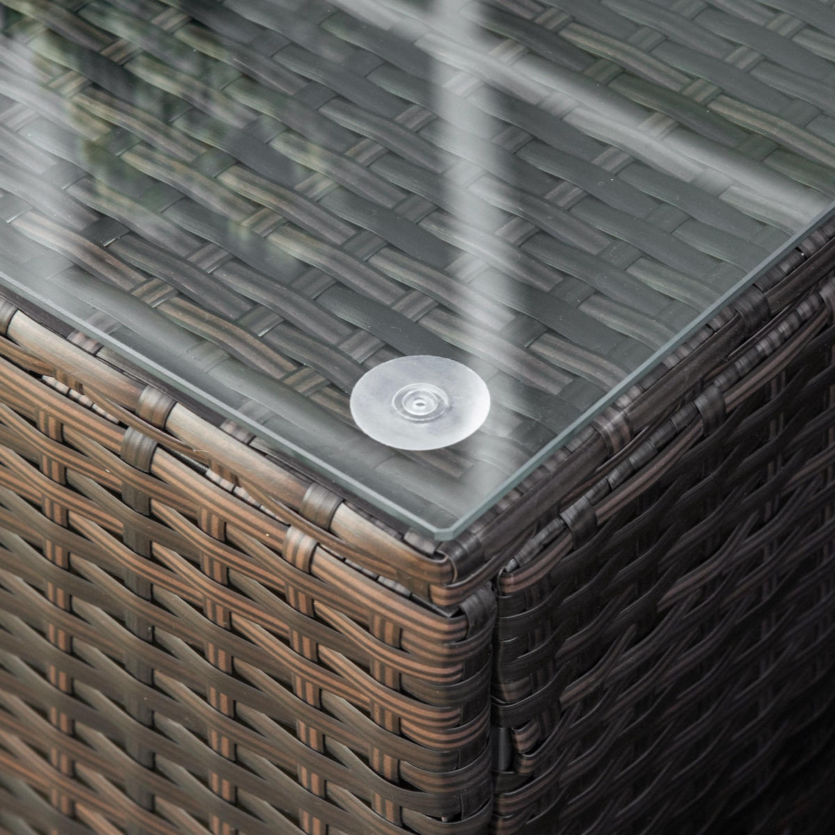 GARTEN Beistelltisch Couchtisch Gartentisch Balkontisch ESG PE-Rattan Braun - Braun, Kunststoff (85/50/39cm) - Outsunny