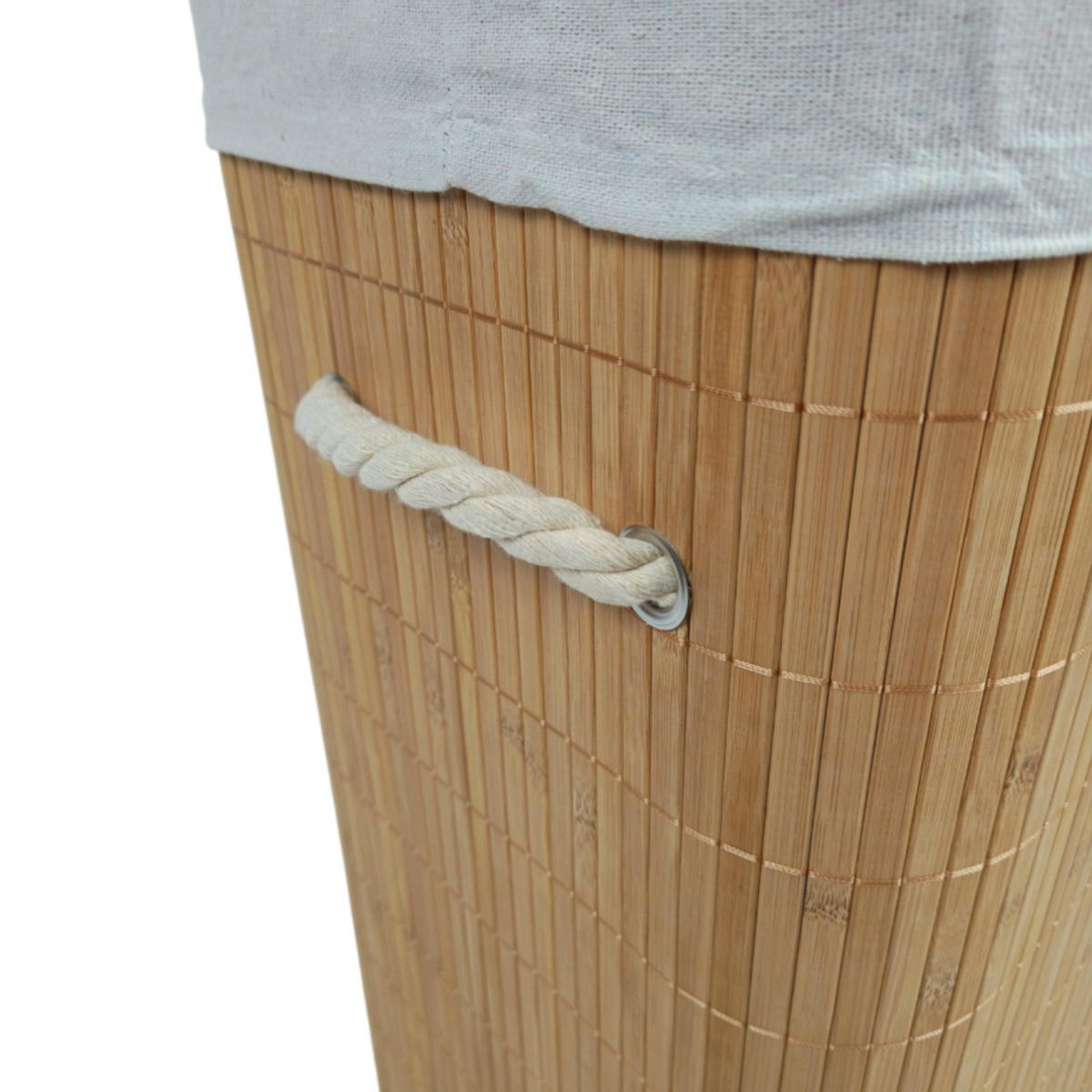 WÄSCHEKORB Bambus Stoff Naturfarben mit Deckel 40x30x60 cm - Naturfarben, Holz (40/60/30cm) - Begryf