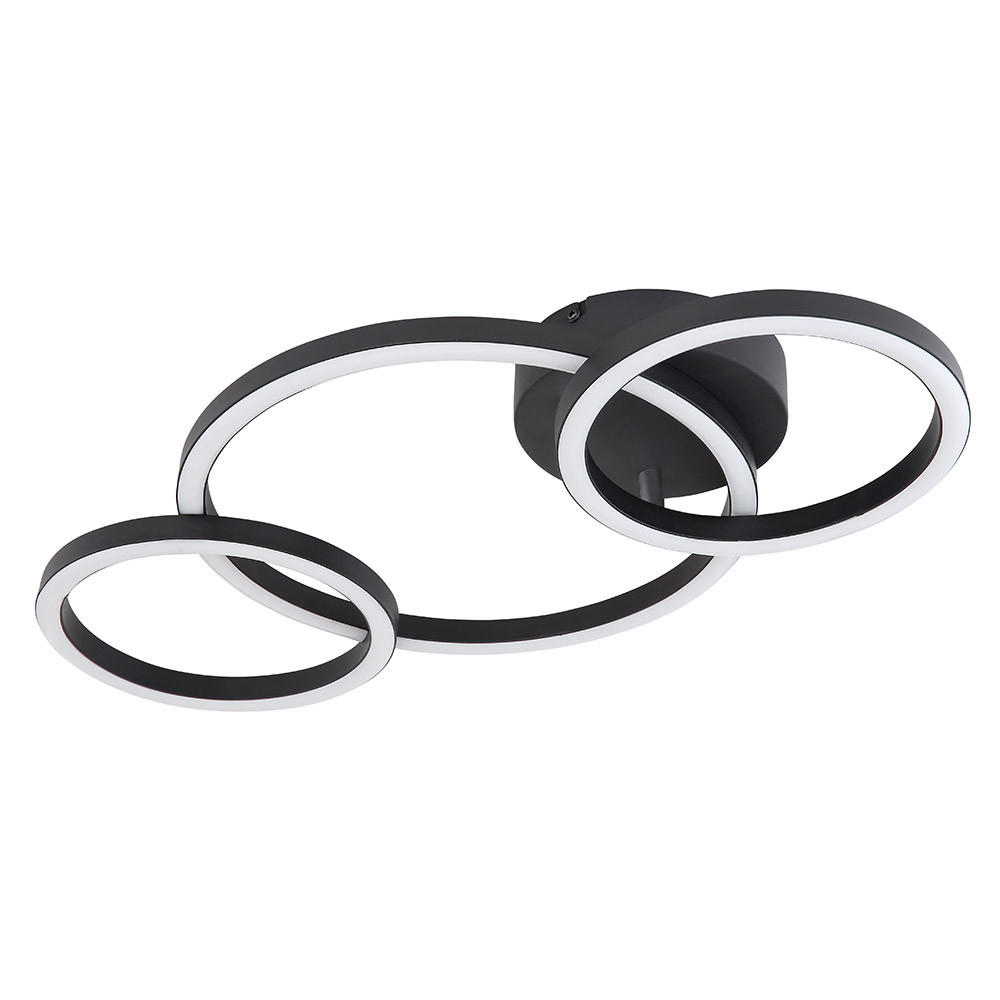 LED DECKENLEUCHTE Ring Design Schwarz - Schwarz, Metall (55/30/7cm) - Globo Lighting
