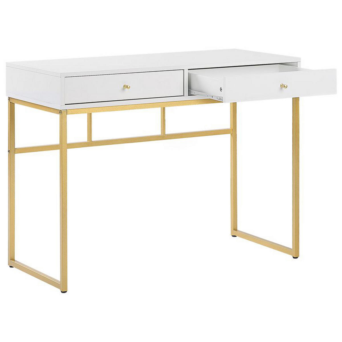SCHREIBTISCH weiß/gold 100/48/79 cm Daphne - Weiß, Holzwerkstoff (48/100/79cm) - Beliani