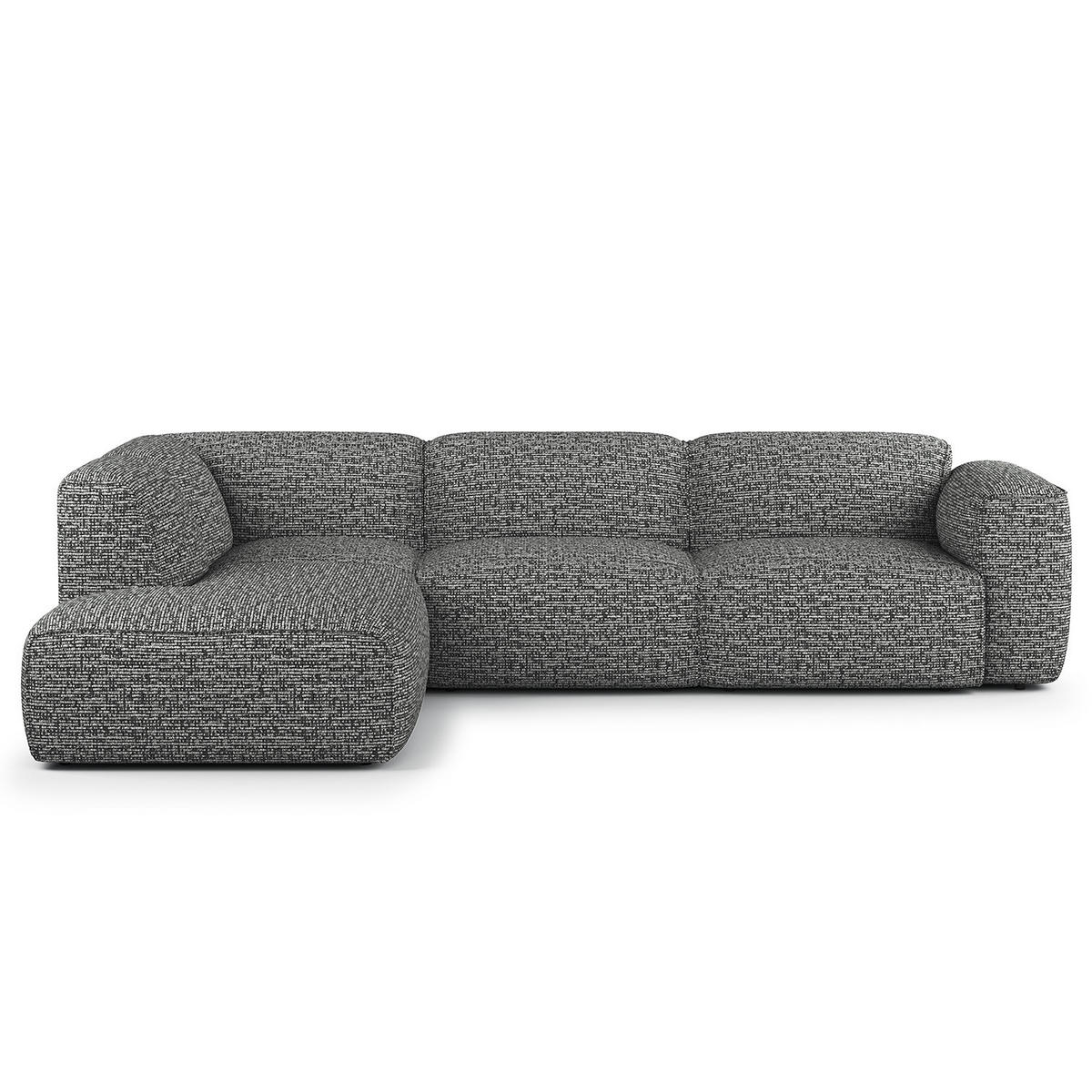 3-SITZER ECKSOFA mit Recamiere - Schwarz/Grau, Kunststoff/Textil (295/231cm) - home24