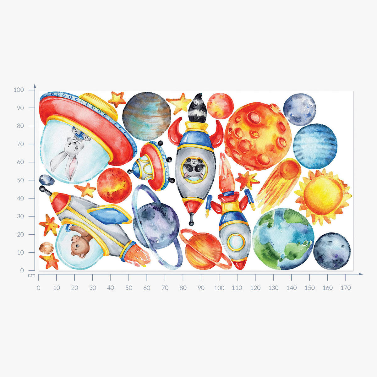 WANDAUFKLEBER 100x175cm - Farbenfroher Raum - Multicolor, Kunststoff (100/175/0.1cm) - Wallfluent