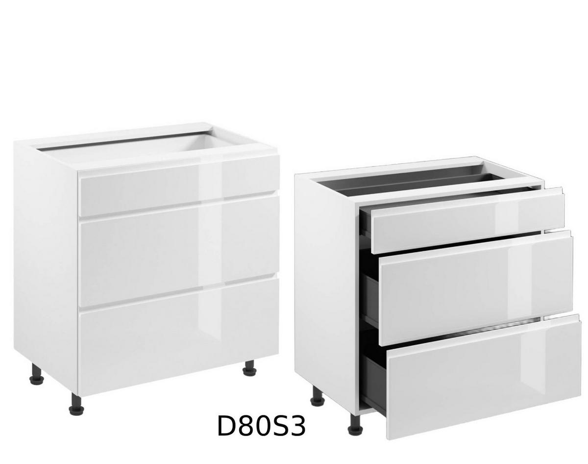 ECKKÜCHE 280 x 220 cm – Aspen KA3-M280 - in Weiß/Hochglanz - Weiß, Holz (500/212/58cm)