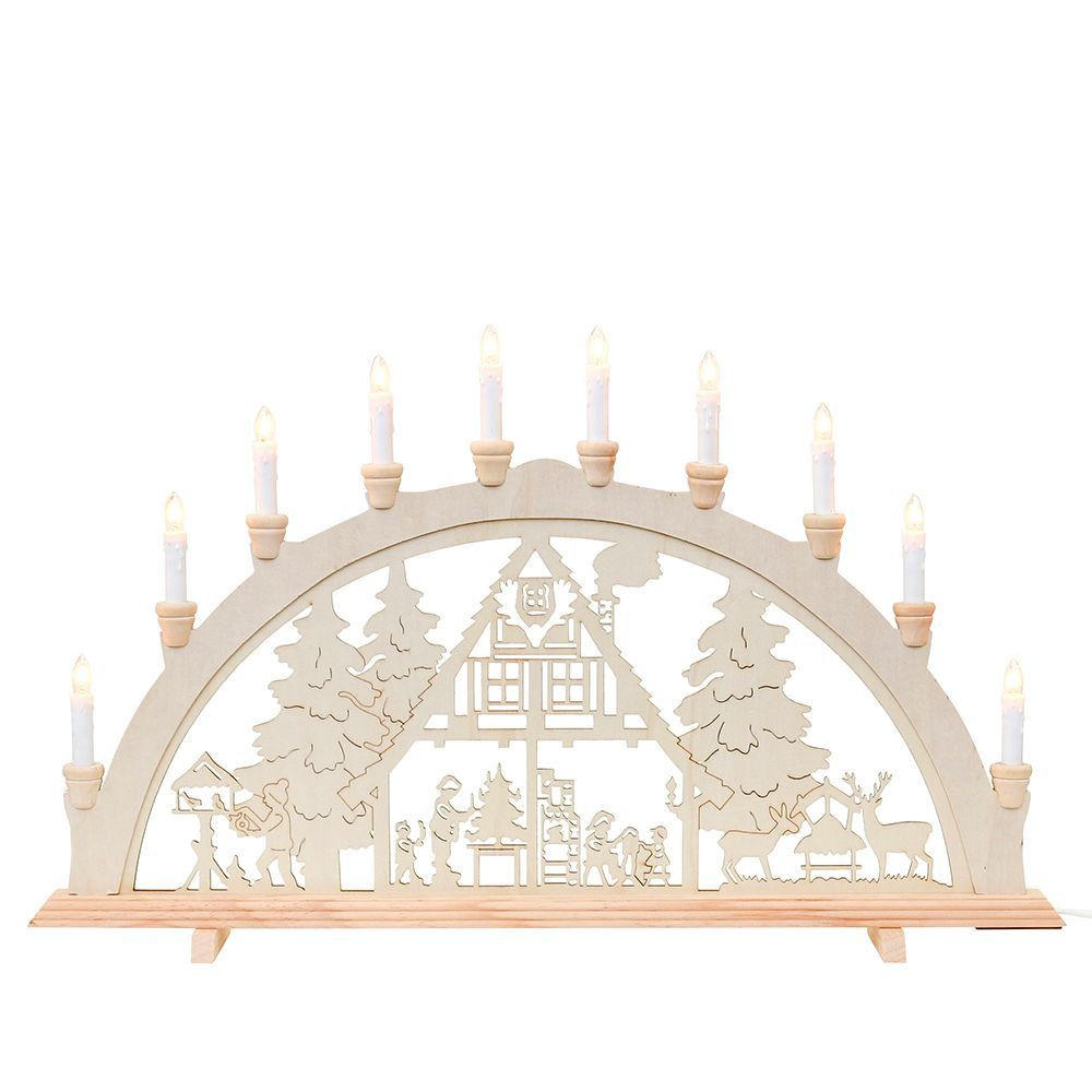 SCHWIBBOGEN Waldhaus 10-flammig - Multicolor, Holz (0.1/1/0.1cm) - Dekoteam24