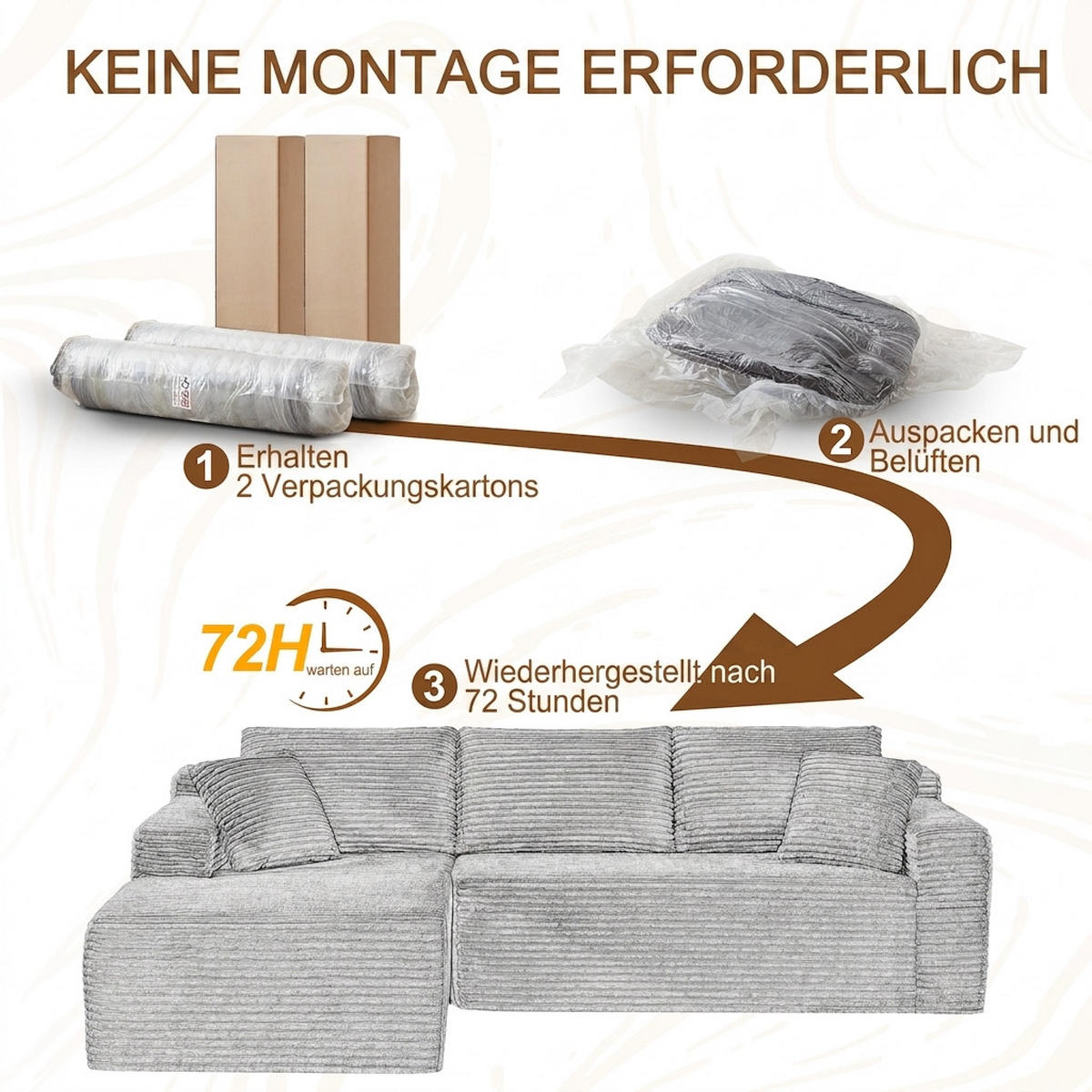 ECKSOFA 252.5/163/65 cm Grün mit Chaiselongue, Linke Seite - Grün, Textil (252.5/163cm) - Oxeza