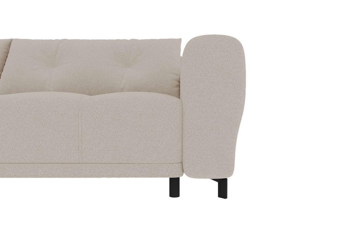 ECKSOFA Massimo Strukturstoff Beige inkl. Schlaffunktion Links - Beige/Schwarz, Textil/Metall (246/177cm) - 99rooms
