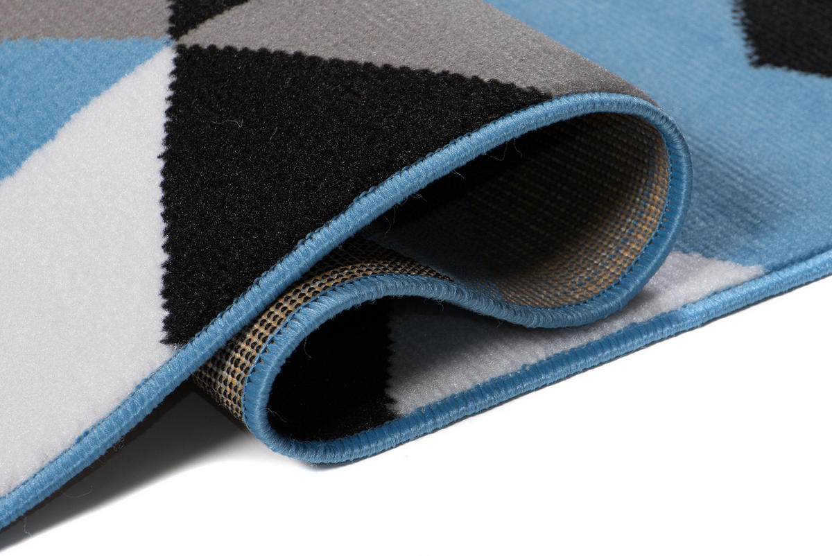 TEPPICH MAYA Blau Geometrisch Gitter Figuren 140/200 cm - Blau, Textil (140/200cm) - Tapiso