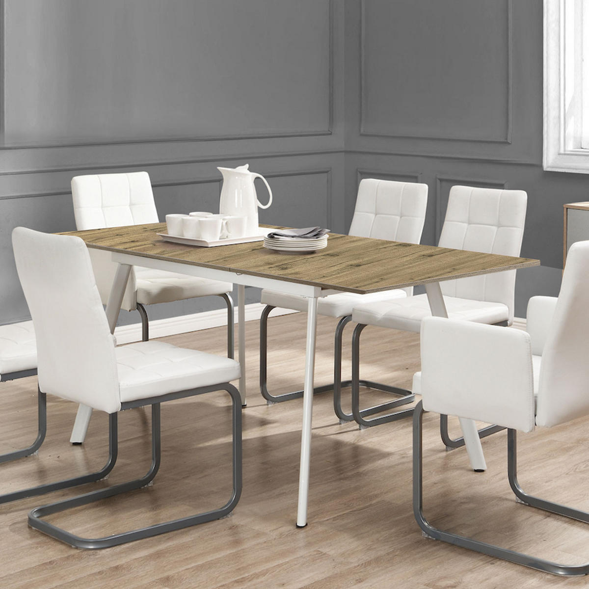 ESSTISCH OSKAR 120-160/80/76 cm Eiche - Eichefarben, Holz (80/120/76cm) - B&D Home