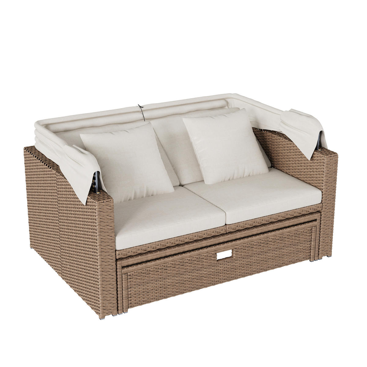 GARTENMÖBEL, 2-4 Personen, Loungesofa, Khaki - Hellbraun, Textil (94/142/136cm) - FLIEKS