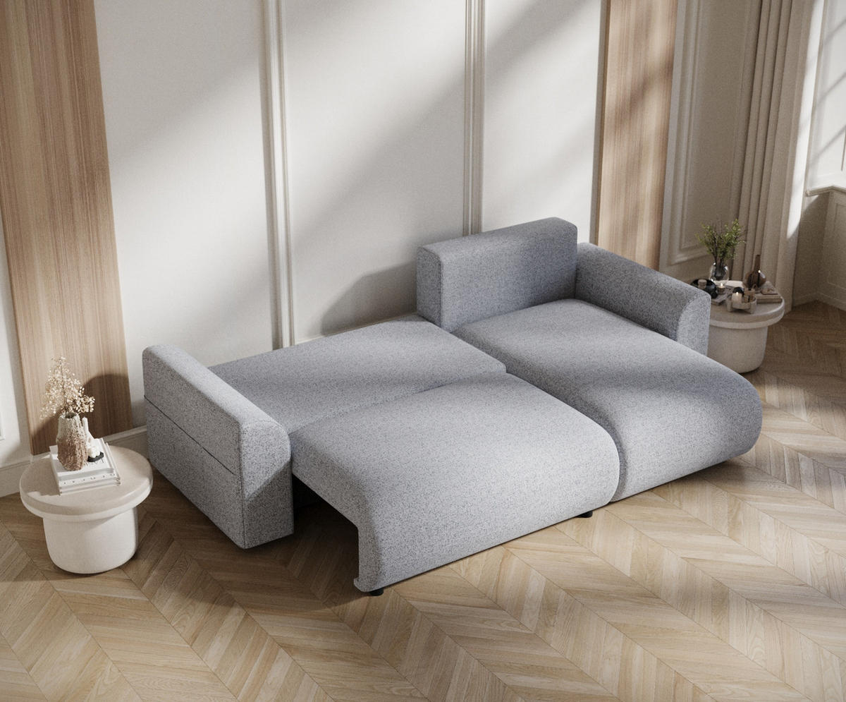 ECKSOFA MIT SCHLAFFUNKTION Bodega Grau Webstoff - Schwarz/Grau, Holz/Holzwerkstoff (235/138cm) - Maison de Reve