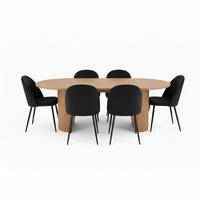 ESSGRUPPE 7-TLG. Kyoto Naturfarben, Schwarz - Schwarz/Naturfarben, Holzwerkstoff/Textil (210/75/100cm) - ebuy24