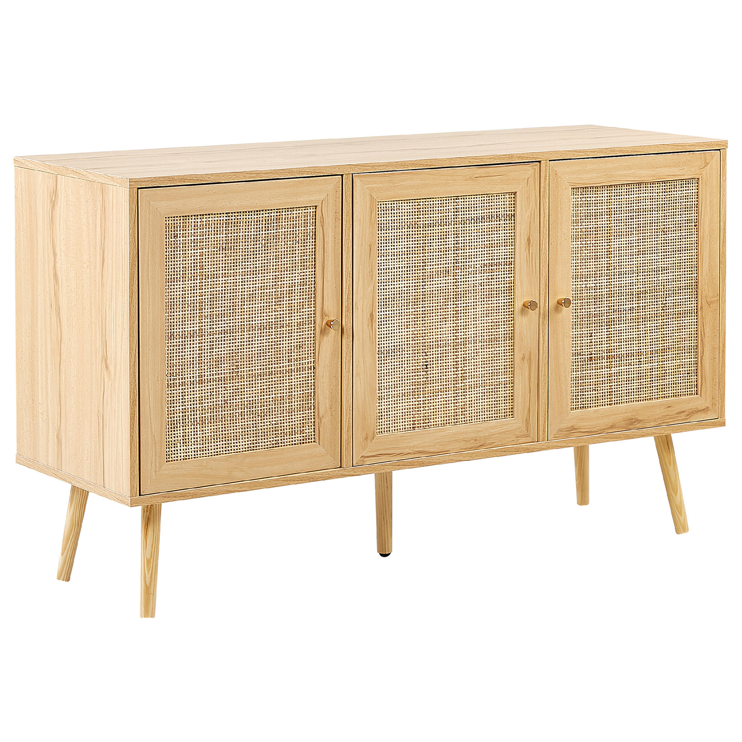 SIDEBOARD Heller Holzfarbton Perote - Hellbraun/Goldfarben, Naturmaterialien (120/71/40cm) - Beliani