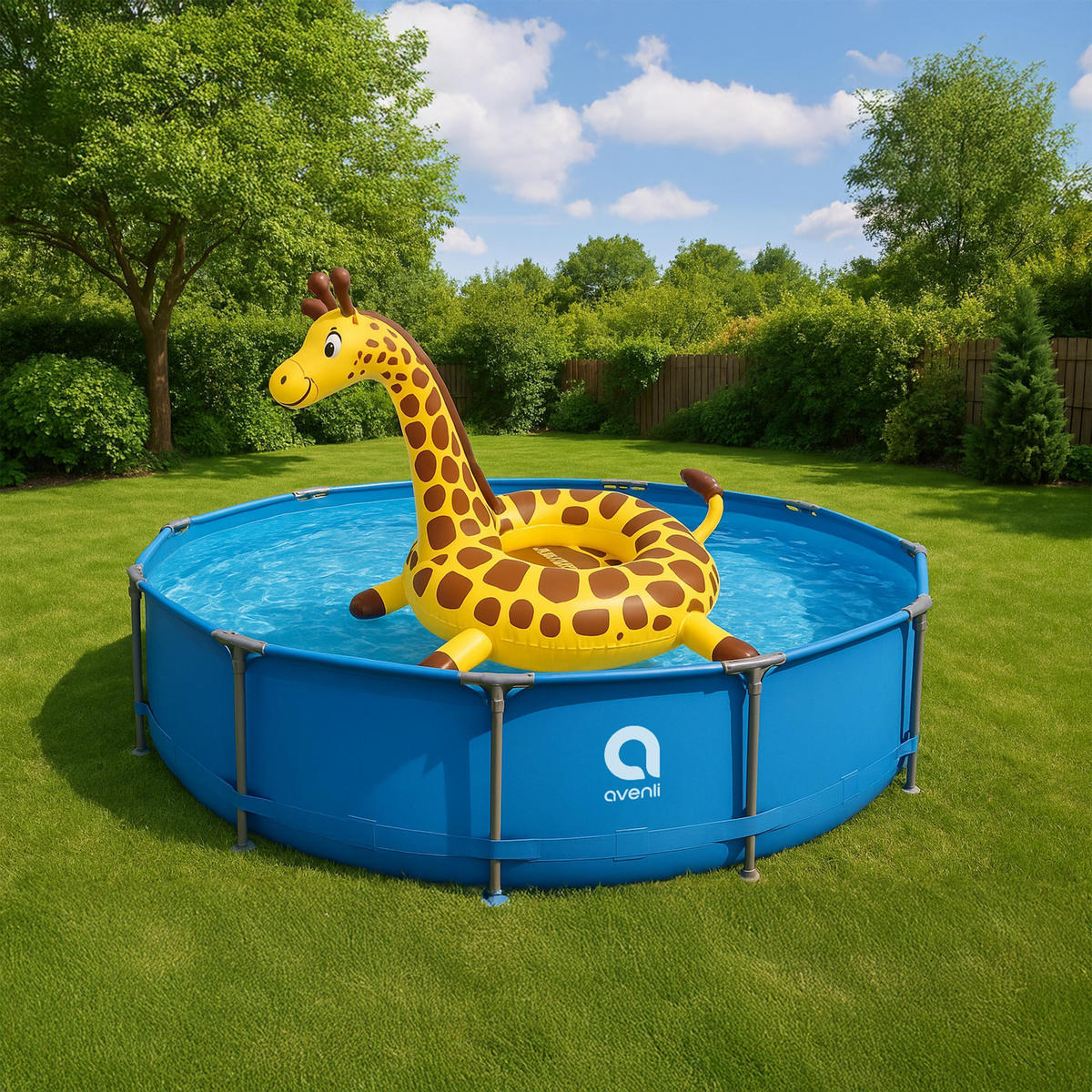 SCHWIMMTIER aufblasbar Giraffe 180 x 158 x 120 cm mit Haltegriffen - Gelb, Kunststoff (158/180cm) - Avenli