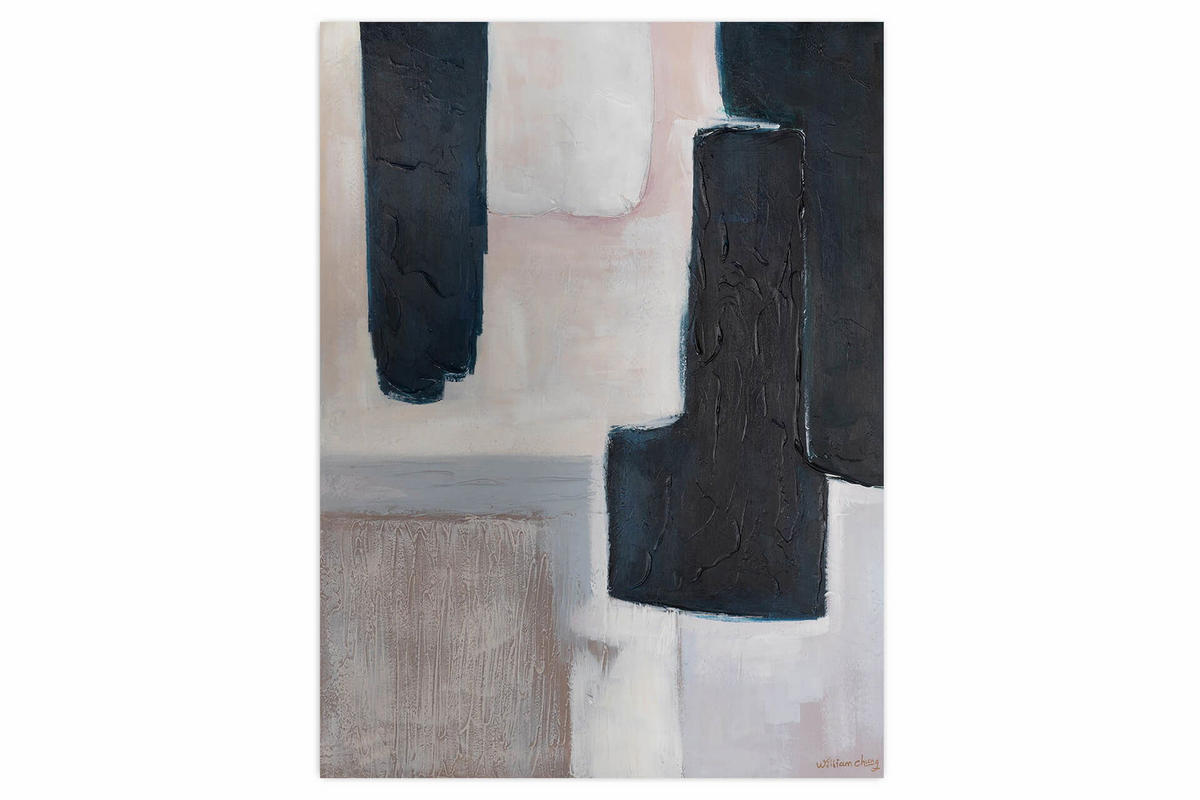 ACRYLBILD HANDGEMALT 75/100 cm - Beige/Schwarz, Holz/Textil (2/100cm) - KUNSTLOFT