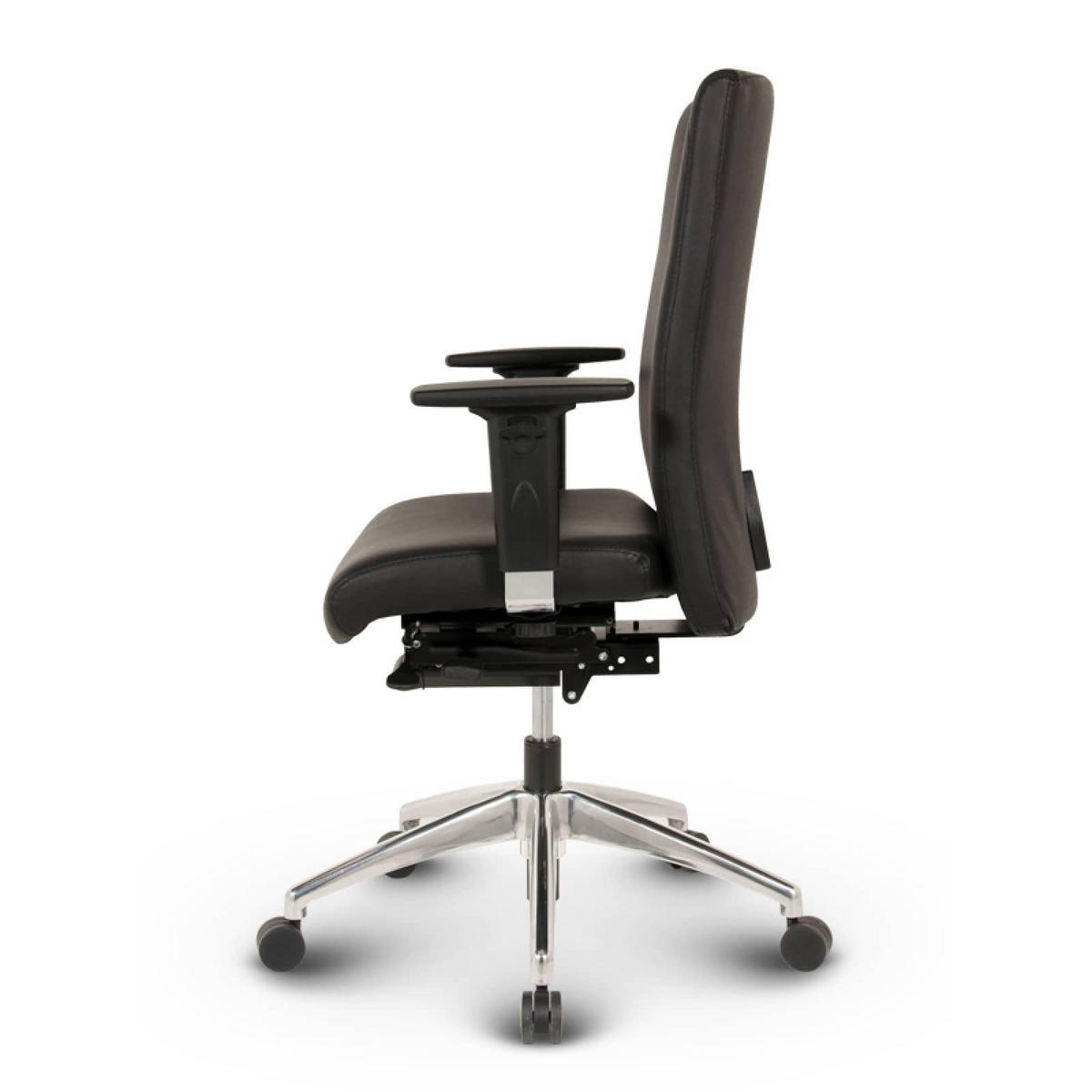 BÜROSTUHL Terox Echtleder Schwarz - ergonomisch, 150 kg belastbar, Sitzhöhe 54-66cm - Schwarz, Leder/Kunststoff (65/106/60cm) - Versee