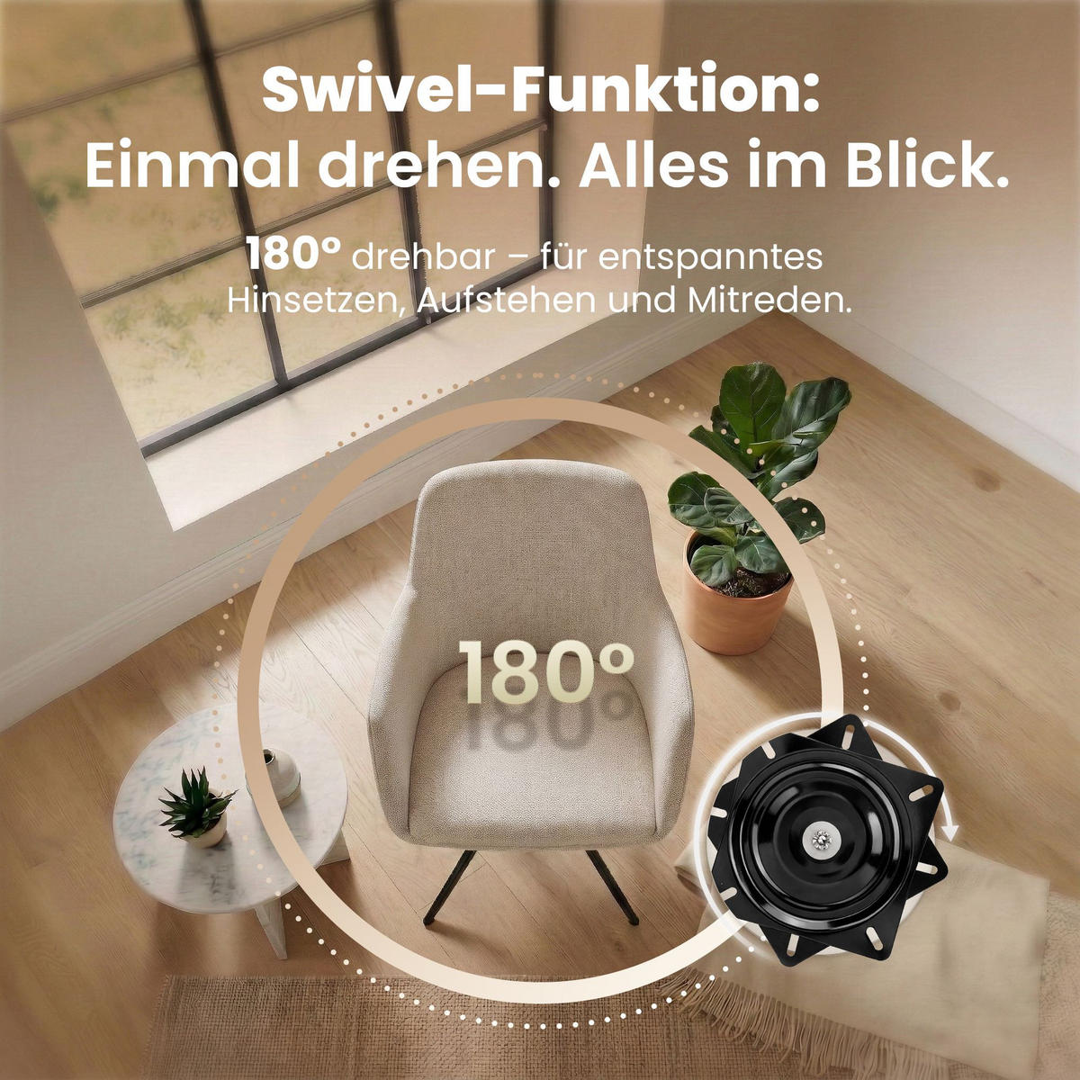 ARMLEHNENSTUHL Stoff creme - Creme/Schwarz, Textil/Metall (56/81/62cm) - CLP