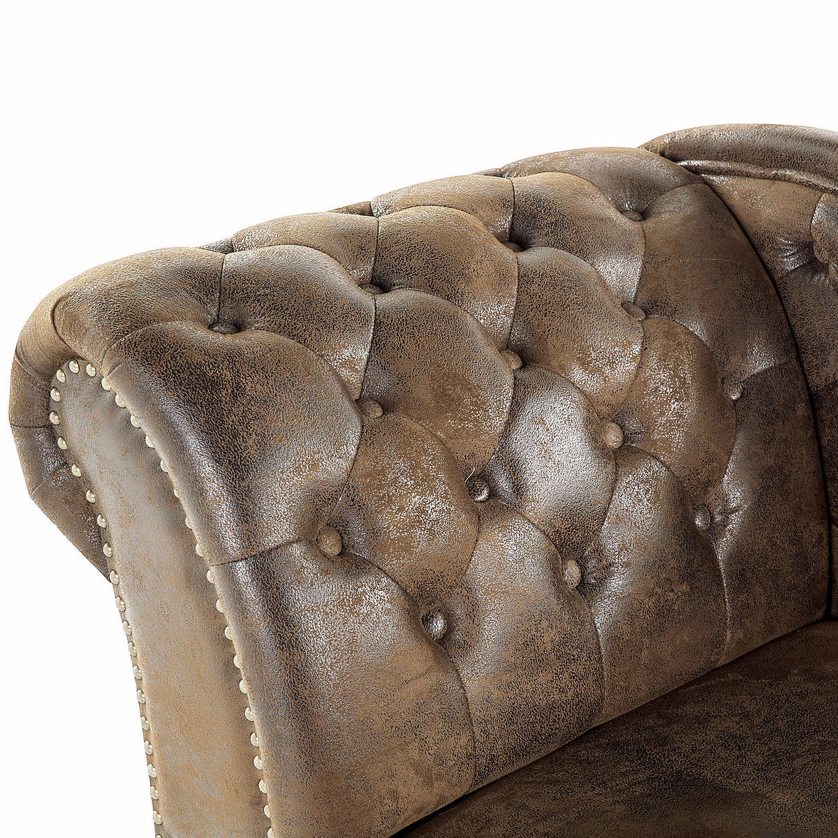 CHAISELONGUE Kunstwildleder braun linksseitig Nimes - Schwarz/Braun, Kunststoff (170/79/61cm) - Beliani