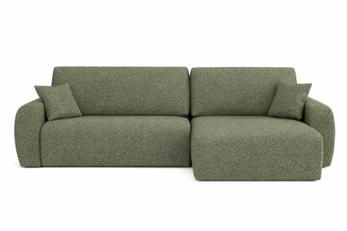 ECKSOFA Mit Schlaffunktion Ariel L, Chenille, Stoff Artico, Moss, Rechts - Hellgrün, Holz (250/142cm) - Kaiser Möbel