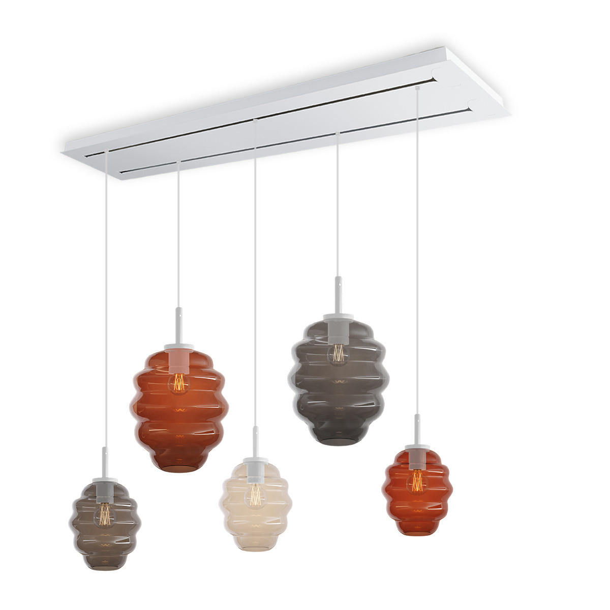 HÄNGELEUCHTE Echos 5-flammig Mehrfarbig Ø 18/25cm - Multicolor/Weiß, Glas (18/18/20cm) - s.luce