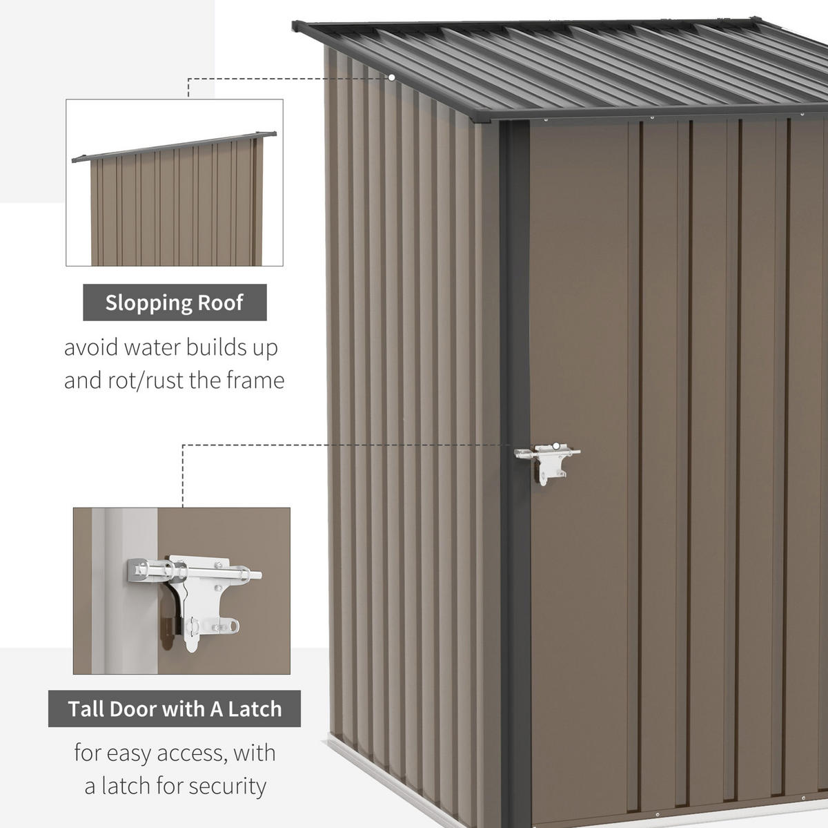 GARTENKOMMODE 100/160/103 cm Braun aus Stahl mit abschließbarer Tür - Braun, Metall (103/160/100cm) - OKMYHOME