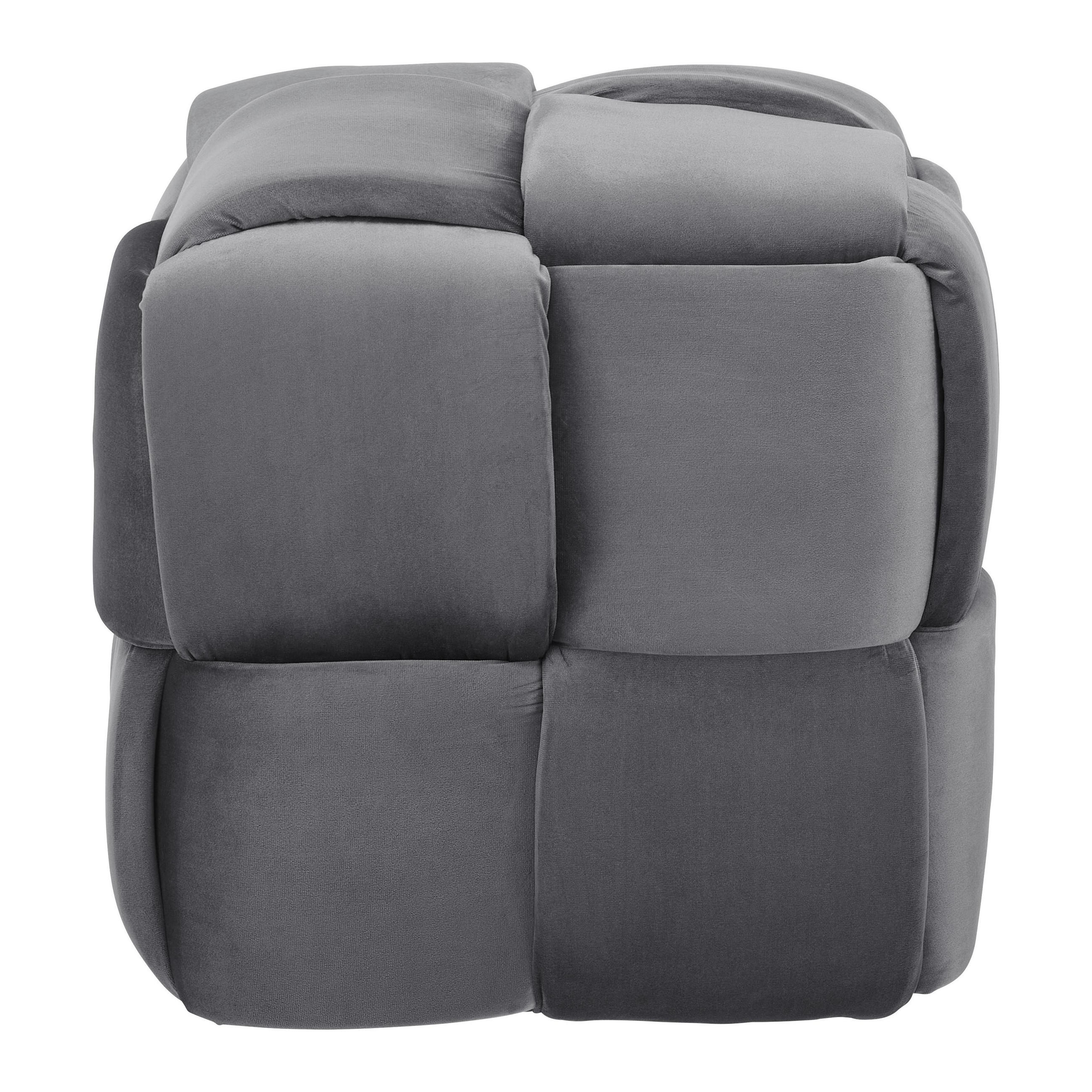 HOCKER Ella Grau Samt - Grau, Holz (47/47/47cm) - Bessagi Home